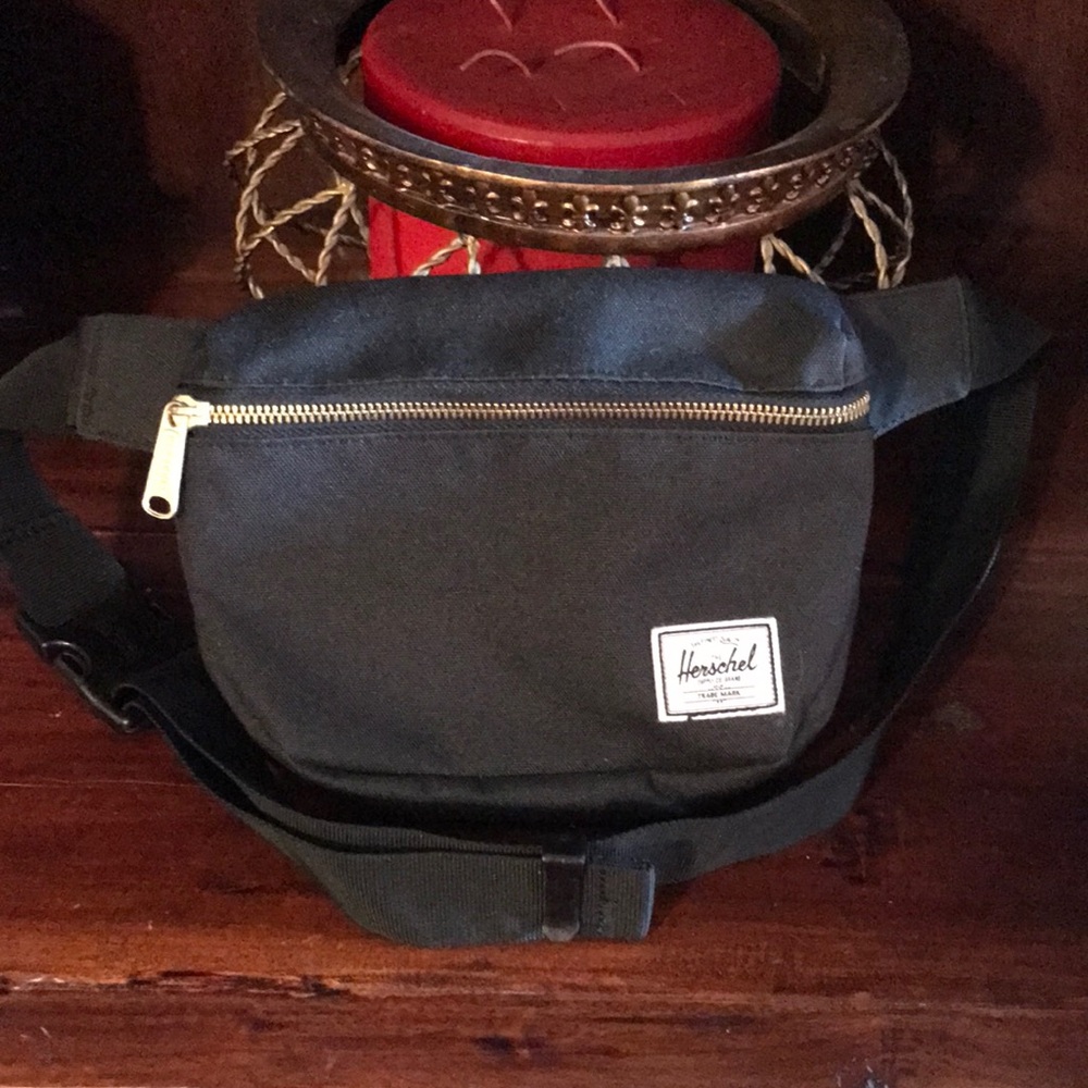 Herschel Supply Co. Black Belt Bag with Gold Zipper